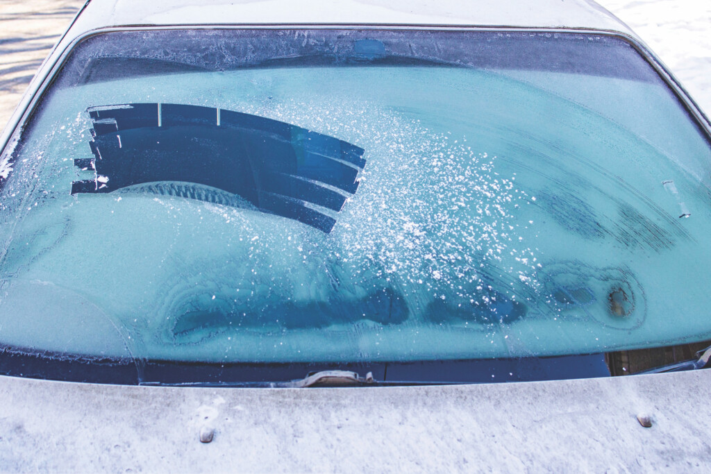 An icy car windscreen