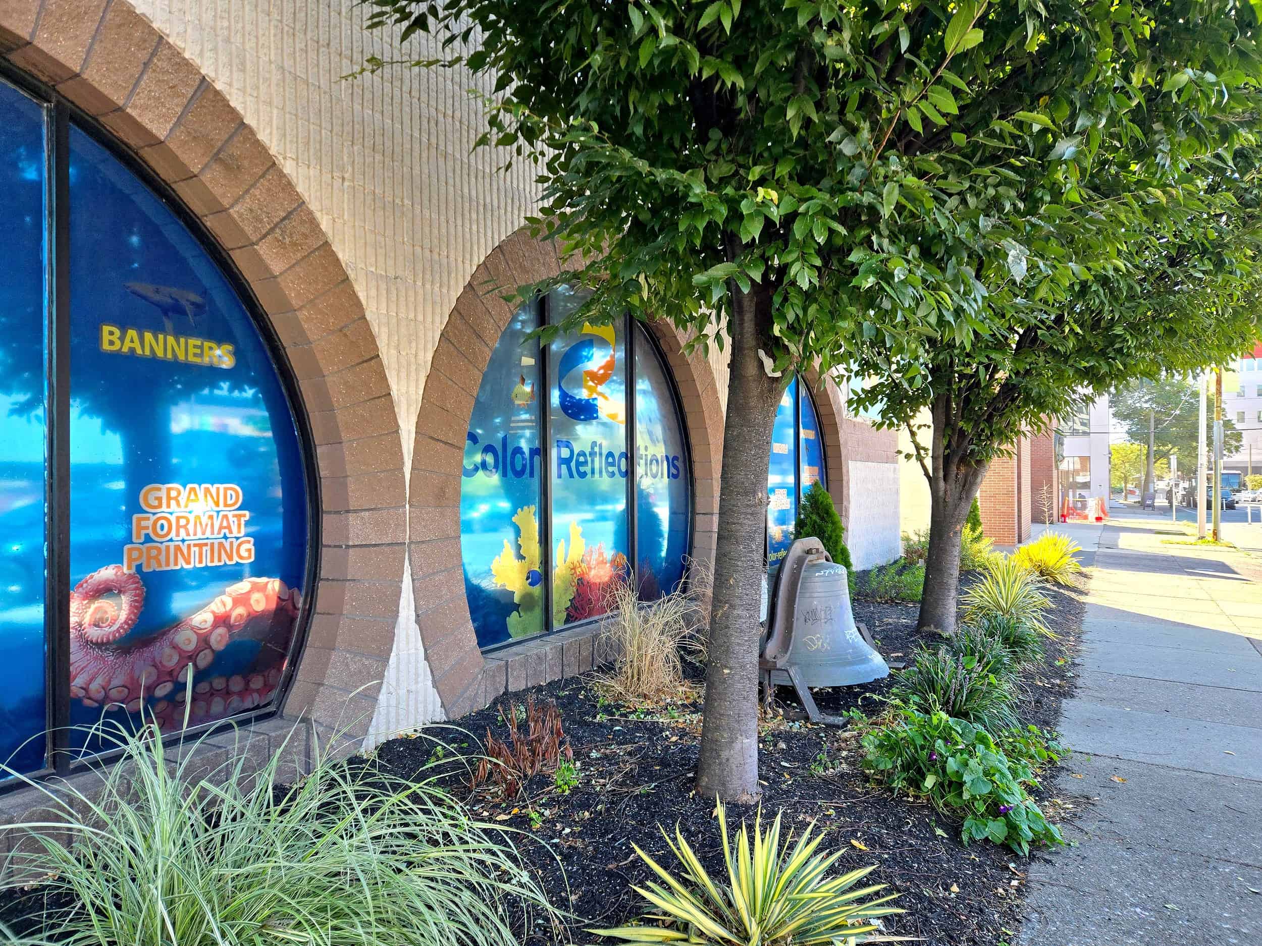 perforated window film graphics