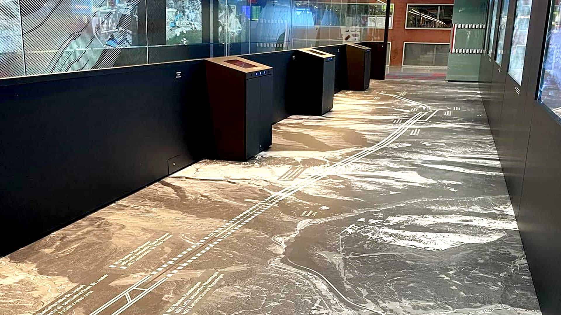 Floor film material used in a museum as another part of the exhibit