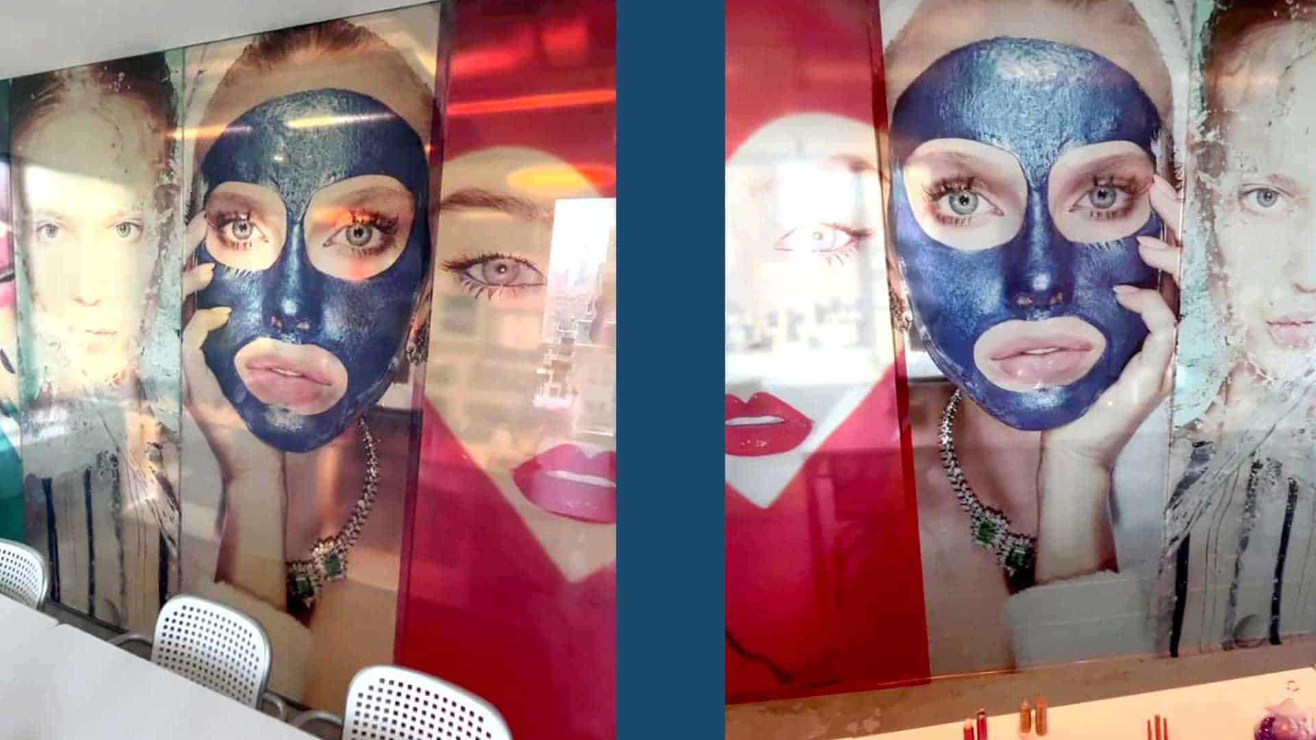 panoRama TwoWay Vision on showroom windows for an international beauty brand in New York City.
